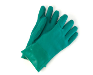 "12″ Green Double-Dipped PVC Gloves "