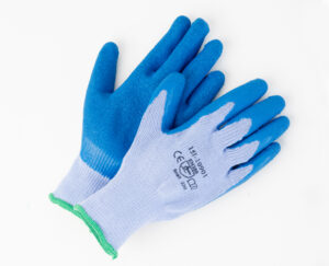 Blue Wrinkled Rubber on Grey Poly/Cotton Liner Gloves