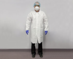 White 50g SMS Polypropylene Lab Coat