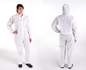 White 50g SMS Polypropylene Hooded Coverall