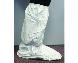 White 60 g breathable membrane boot cover with PVC traction sole, 16-inch high