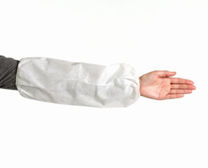 White SMS Disposable Arm Sleeves 18" — 50g/m² for Pharma, Food & Cleanroom Use