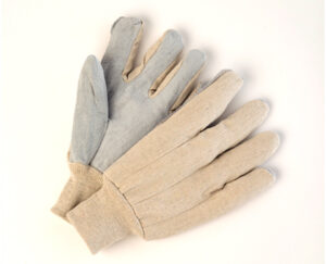 Men’s Leather Palm Gloves with Knit Wrist and Double Stitch