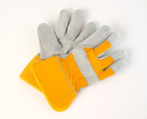 Men’s Split Leather Fitters Gloves, Rubberized Cuff, Yell.