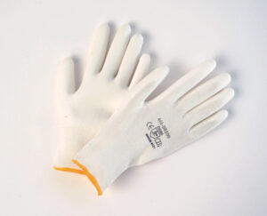 White Palm Coated Polyurethane on White Nylon Liner Gloves