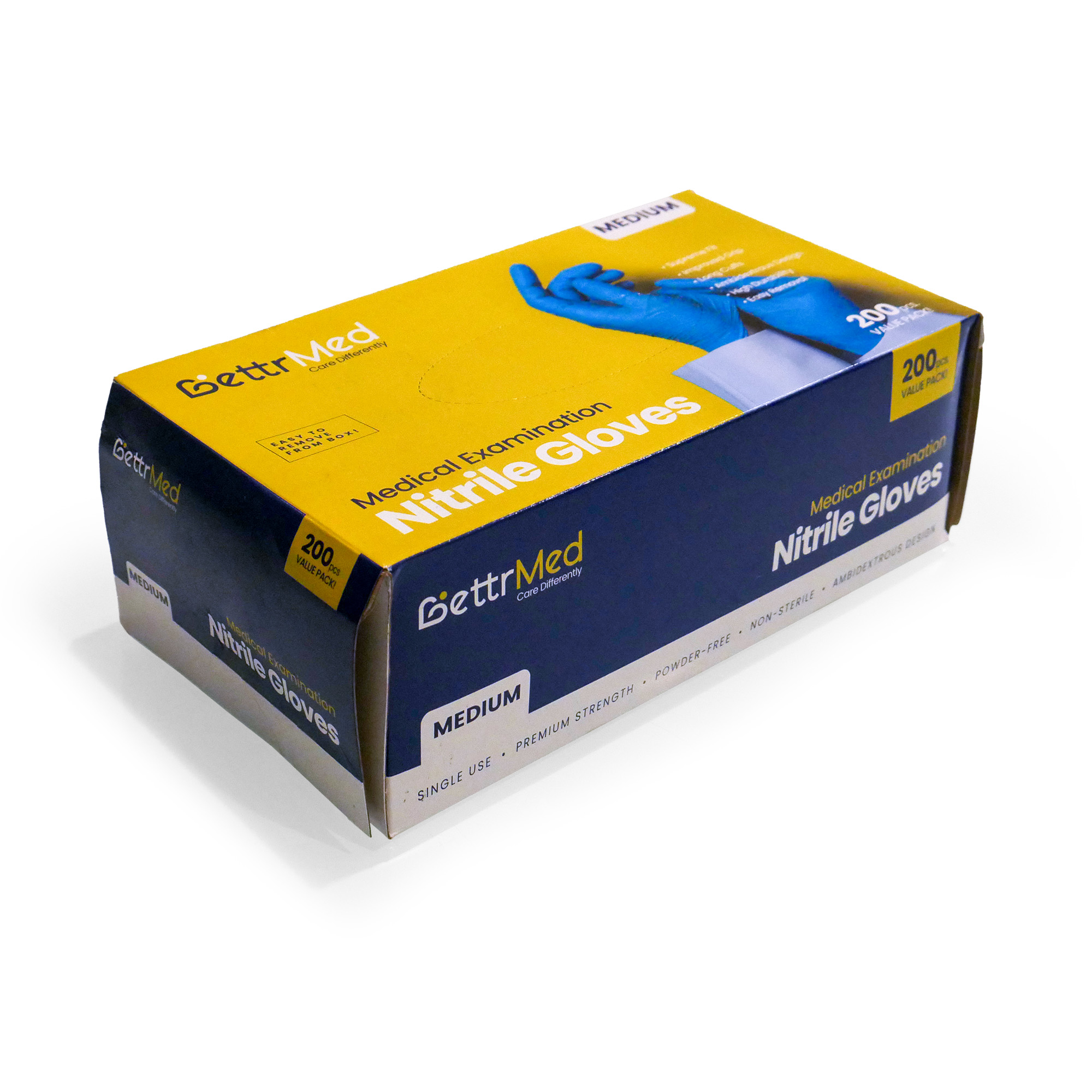 BettrMed™ blue nitrile gloves 200-pack for industrial and medical hand protection